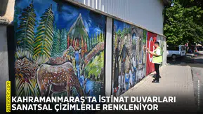 Kahramanmaraş'ta istinat duvarları sanatsal çizimlerle renkleniyor