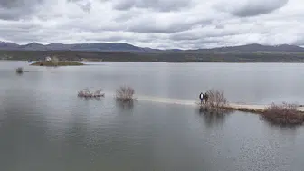 Eski yerleşim yerlerinin sular altında kaldığı Barajda doluluk yüzde 92
