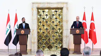 TBMM Başkanı Kurtulmuş ile Halbusi ile ortak basın toplantısı düzenledi