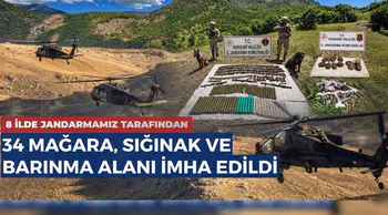 8 ilde jandarma operasyonu! 34 mağara ve sığınak imha edildi
