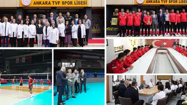Bakan Tekin, dünya şampiyonu öğrencilerle TVF Spor Lisesinde buluştu