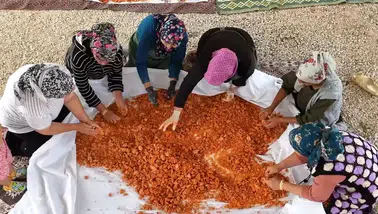 Uşaklı kadınlar imece usulü üretimle tescilli tarhanayı sofralara taşıyor