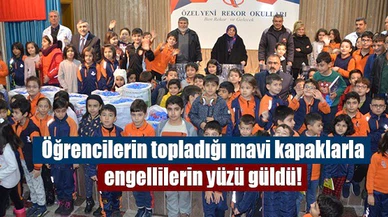Öğrencilerin topladığı mavi kapaklarla engellilerin yüzü güldü!