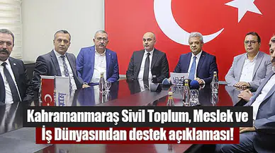 Kahramanmaraş Sivil Toplum, Meslek ve İş Dünyasından destek açıklaması