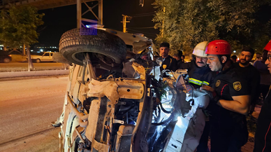 Kahramanmaraş’ta gece saatlerinde kaza! Otomobil yan yattı, 1 yaralı