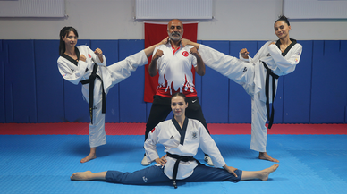Üç kızını milli sporcu yapan tekvando antrenörü baba gururlu