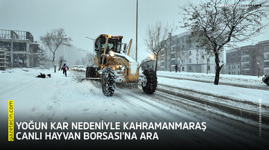 Yoğun kar nedeniyle Kahramanmaraş Canlı Hayvan Borsası’na ara