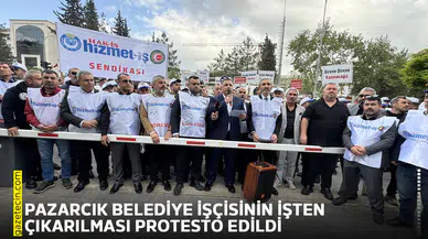 Pazarcık belediye işçisinin işten çıkarılması protesto edildi