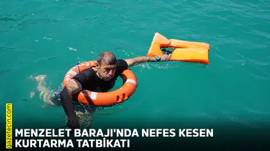 Menzelet Barajı'nda nefes kesen kurtarma tatbikatı