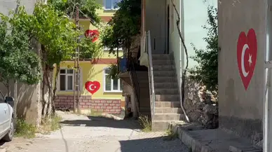 Ay yıldız sevdalısı muhtar her eve bayrak çiziyor