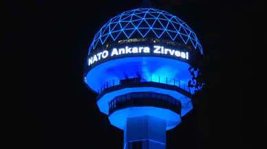 Atakule, NATO Zirvesi'ne özel ışıklandırıldı