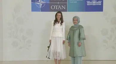Emine Erdoğan, NATO marjında lider eşleriyle Çankaya Köşkü'nde bir araya geldi