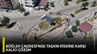 Büğlek Caddesi’nde taşkın riskine karşı kalıcı çözüm