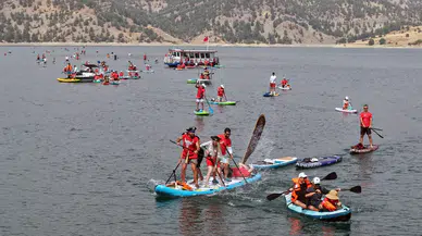 Kahramanmaraş’ta Ali Kayası’nın ihtişamı su sporları ile birleşti