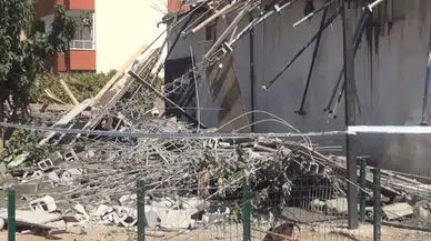 İş yeri inşaatında çökme!