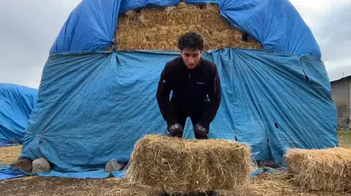 Milli kuraşçı Diyar Savcı, köyünde güç depoluyor