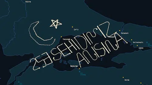 15 Temmuz'un 253 şehidi anısına gökyüzüne yazı yazıldı
