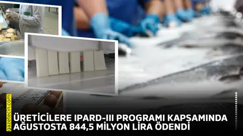 Üreticilere IPARD-III programı kapsamında ağustosta 844,5 milyon lira ödendi
