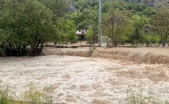 Aşırı yağış nedeniyle dereler taştı! Araziler ve evler sular altında kaldı
