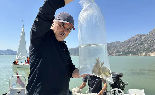 Eğirdir Gölü'ne yaklaşık 100 bin pullu sazan yavrusu bırakıldı