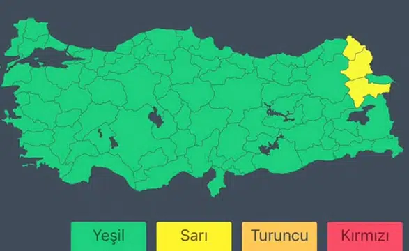 İçişleri Bakanlığından bazı iller için sarı kodlu meteorolojik uyarı
