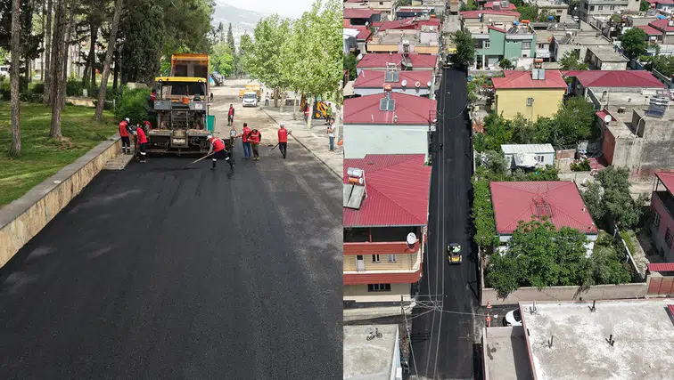 Kahramanmaraş’ta mahalleler sıcak asfaltla yenileniyor