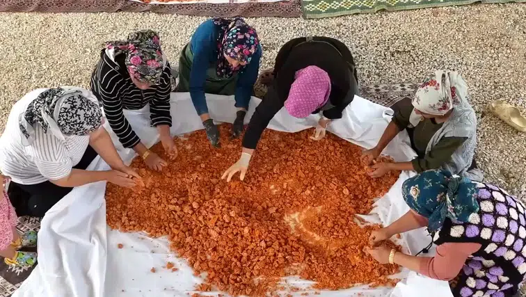 Uşaklı kadınlar imece usulü üretimle tescilli tarhanayı sofralara taşıyor