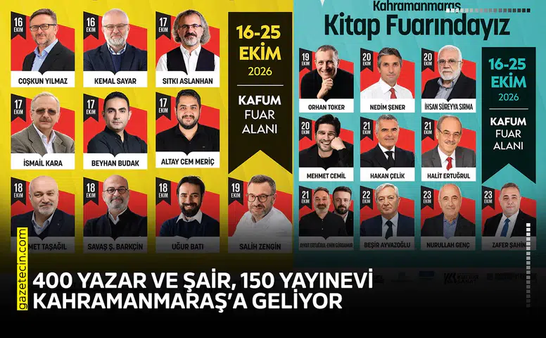 400 yazar ve şair, 150 yayınevi Kahramanmaraş’a geliyor